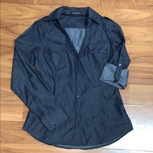Express Design Studio Dark Blue Chambray Shirt